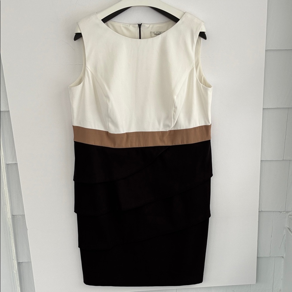 dressbarn Dress Cream White Brown and Black 18W